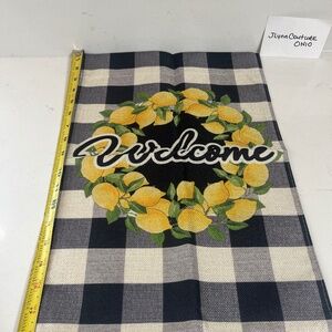 New Sturdy Welcome Garden Flag, ALL Seasons Garden Flag Buffalo plaid Lemon Flag